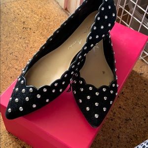 Isa Tapia Dora Black Suede Silver Studs Flat 36